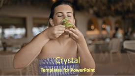  Presentation with fusion - PPT layouts with young-hispanic-woman-eating-fusion and a coral colored foreground