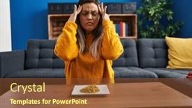  Presentation with peas - Presentation enhanced with young-hispanic-woman-eating-green background and a tawny brown colored foreground