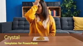  Presentation with peas - Slides with young-hispanic-woman-eating-green background and a tawny brown colored foreground