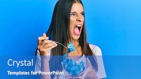  Presentation with weight loss - Cool new slide set with young-hispanic-woman-eating-measure backdrop and a teal colored foreground