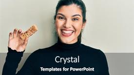 Presentation with energy bar - Presentation design having young-hispanic-woman-eating-protein background and a black colored foreground