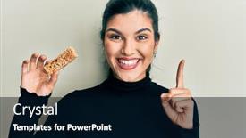  Presentation with energy bar - PPT layouts featuring young-hispanic-woman-eating-protein background and a black colored foreground