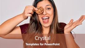  Presentation with sweet - Slides consisting of young-hispanic-woman-eating-sweet background and a tawny brown colored foreground