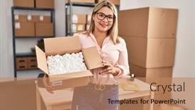  Presentation with ecommerce - Presentation consisting of young-hispanic-woman-ecommerce-business background and a coral colored foreground