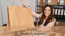  Presentation with order - PPT theme having young-hispanic-woman-ecommerce-business background and a coral colored foreground