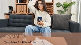  Presentation with stressed - Presentation design consisting of young-hispanic-woman-going background and a coral colored foreground