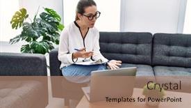  Presentation with psychology - Slide deck with young-hispanic-woman-having-teleconsultation background and a coral colored foreground