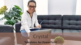  Presentation with psychology medical dementia treatment - PPT theme consisting of young-hispanic-woman-having-teleconsultation background and a coral colored foreground