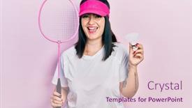  Presentation with badminton - Presentation theme consisting of young-hispanic-woman-holding-badminton background and a lemonade colored foreground
