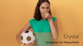  Presentation with bad breath - PPT layouts with young-hispanic-woman-holding-ball background and a gold colored foreground