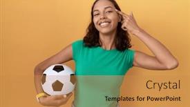  Presentation with great idea - Presentation enhanced with young-hispanic-woman-holding-ball background and a gold colored foreground