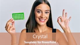  Presentation with hispanic - Slide set consisting of young-hispanic-woman-holding-birth background and a coral colored foreground