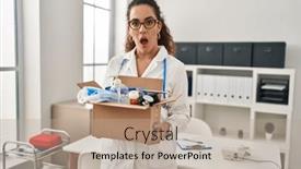  Presentation with box - Slide set featuring young-hispanic-woman-holding-box background and a mint green colored foreground