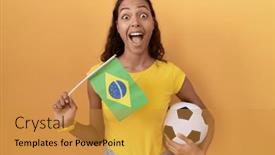  Presentation with brazil - Presentation design featuring young-hispanic-woman-holding-brazil background and a gold colored foreground