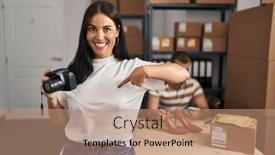  Presentation with self - Theme having young-hispanic-woman-holding-camera background and a coral colored foreground