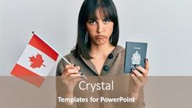  Presentation with canada flag - Amazing theme having young-hispanic-woman-holding-canada backdrop and a coral colored foreground