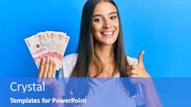  Presentation with colombian exchange - PPT theme consisting of young-hispanic-woman-holding-colombian background and a cobalt blue colored foreground