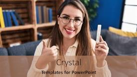  Presentation with coronavirus - Slide deck enhanced with young-hispanic-woman-holding-coronavirus background and a coral colored foreground