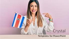  Presentation with costa rica - Slide deck having young-hispanic-woman-holding-costa background and a lemonade colored foreground