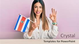  Presentation with costa rica - Cool new slide set with young-hispanic-woman-holding-costa backdrop and a lemonade colored foreground