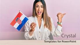  Presentation with croatia - Cool new presentation design with young-hispanic-woman-holding-croatia backdrop and a lemonade colored foreground