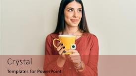  Presentation with tea cup - Theme featuring young-hispanic-woman-holding-cup background and a red colored foreground