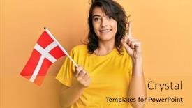 Presentation with denmark - Theme enhanced with young-hispanic-woman-holding-denmark background and a yellow colored foreground
