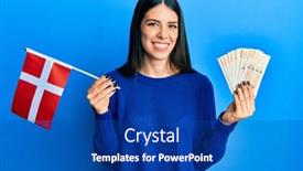  Presentation with denmark - PPT theme enhanced with young-hispanic-woman-holding-denmark background and a ocean colored foreground