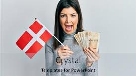  Presentation with denmark - Cool new slide deck with young-hispanic-woman-holding-denmark backdrop and a light gray colored foreground