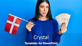  Presentation with denmark - Theme featuring young-hispanic-woman-holding-denmark background and a navy blue colored foreground