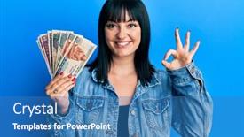  Presentation with egyptian - Presentation enhanced with young-hispanic-woman-holding-egyptian background and a teal colored foreground