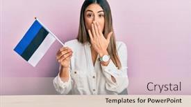  Presentation with mouth - PPT theme enhanced with young-hispanic-woman-holding-estonia background and a lemonade colored foreground