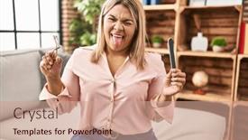  Presentation with nail - Slide deck enhanced with young-hispanic-woman-holding-eye background and a coral colored foreground