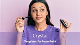  Presentation with eyelashes - Presentation with young-hispanic-woman-holding-eyelashes background and a violet colored foreground