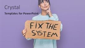  Presentation with system thinking - Presentation theme consisting of young-hispanic-woman-holding-fix background and a light blue colored foreground