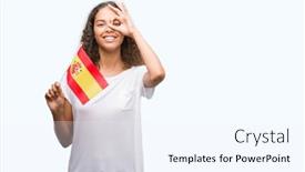  Presentation with flag - Slide set with young-hispanic-woman-holding-flag background and a  colored foreground