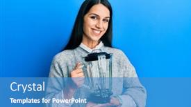  Presentation with confident young hispanic woman - PPT theme having young-hispanic-woman-holding-food background and a teal colored foreground