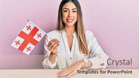  Presentation with confident young hispanic woman - Beautiful PPT theme featuring young-hispanic-woman-holding-georgia backdrop and a lemonade colored foreground