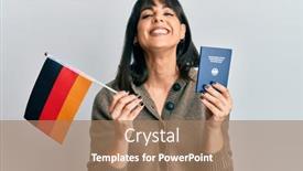  Presentation with german shepherd two young puppys - Cool new slides with young-hispanic-woman-holding-germany backdrop and a coral colored foreground