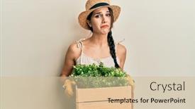  Presentation with young plant - Slide set featuring young-hispanic-woman-holding-green background and a soft green colored foreground