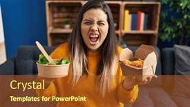 Presentation with fried chicken - PPT layouts having young-hispanic-woman-holding-healthy background and a  colored foreground
