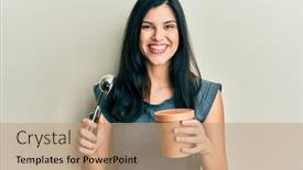  Presentation with ice cream - Amazing theme having young-hispanic-woman-holding-ice backdrop and a coral colored foreground