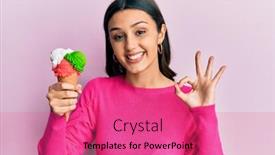  Presentation with ice cream - Presentation theme with young-hispanic-woman-holding-ice background and a  colored foreground