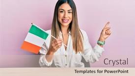  Presentation with irish - Colorful presentation theme enhanced with young-hispanic-woman-holding-irish backdrop and a lemonade colored foreground