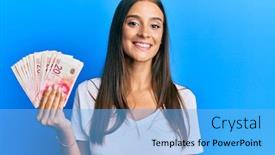  Presentation with confident young hispanic woman - Audience pleasing presentation design consisting of young-hispanic-woman-holding-israel backdrop and a light blue colored foreground