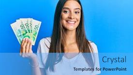  Presentation with confident young hispanic woman - PPT theme featuring young-hispanic-woman-holding-israel background and a light blue colored foreground