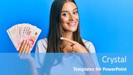  Presentation with israel - Cool new PPT theme with young-hispanic-woman-holding-israel backdrop and a light blue colored foreground