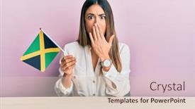  Presentation with jamaica - Presentation theme having young-hispanic-woman-holding-jamaica background and a lemonade colored foreground