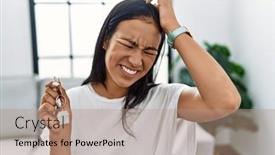  Presentation with new home - Theme consisting of young-hispanic-woman-holding-keys background and a coral colored foreground