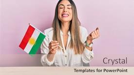  Presentation with hispanic - PPT theme with young-hispanic-woman-holding-kurdistan background and a lemonade colored foreground